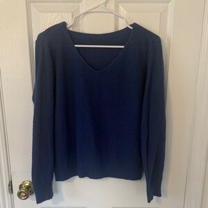 Women's Blue V-Neck Sweater